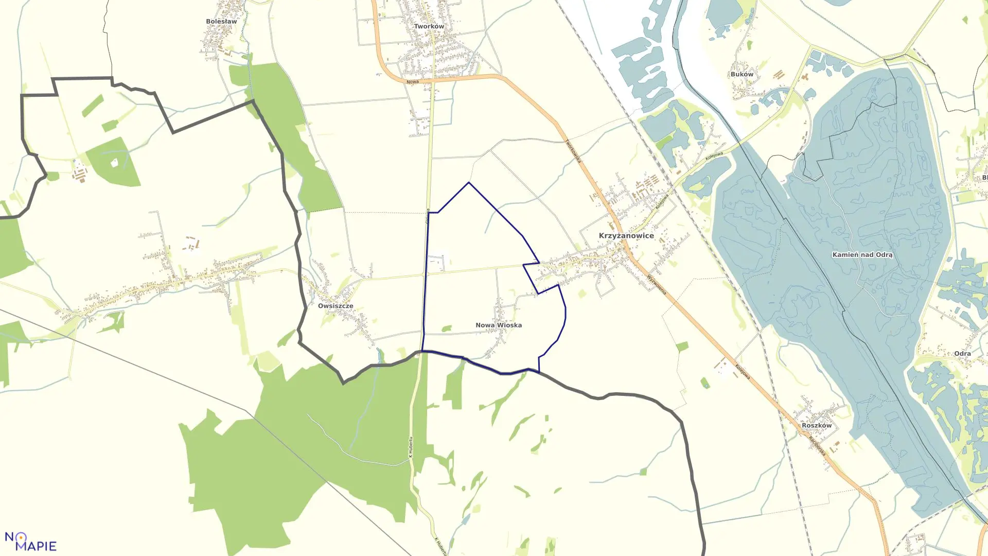 Mapa obrębu NOWA WIOSKA w gminie Krzyżanowice