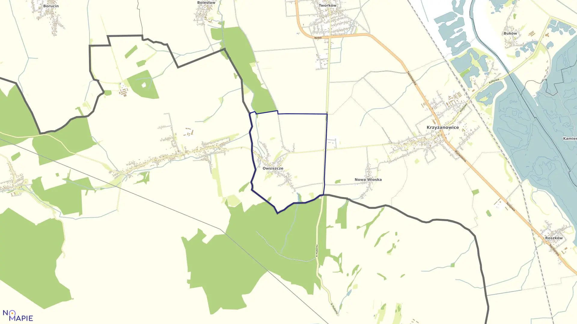 Mapa obrębu OWSISZCZE w gminie Krzyżanowice