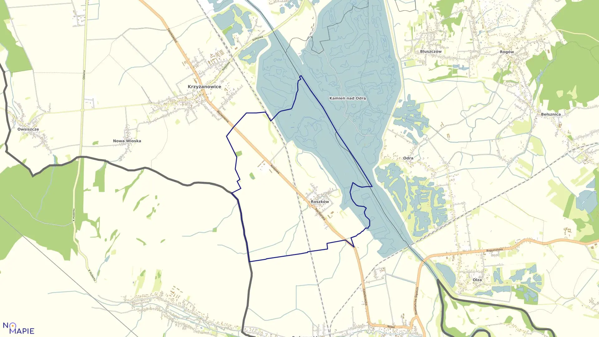 Mapa obrębu ROSZKÓW w gminie Krzyżanowice