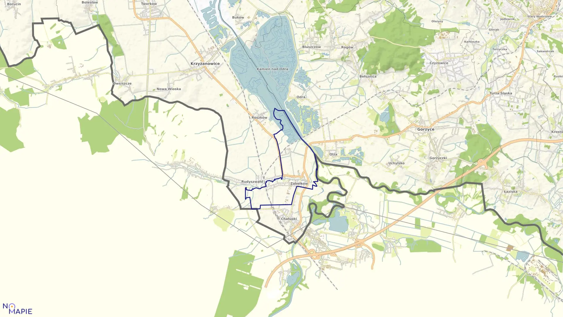 Mapa obrębu ZABEŁKÓW w gminie Krzyżanowice